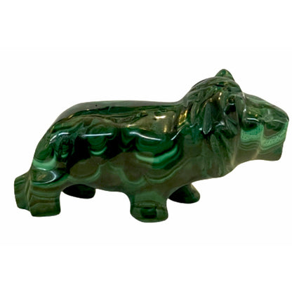 3.5 Inches Hand Carved Malachite Artisan Lion Carving