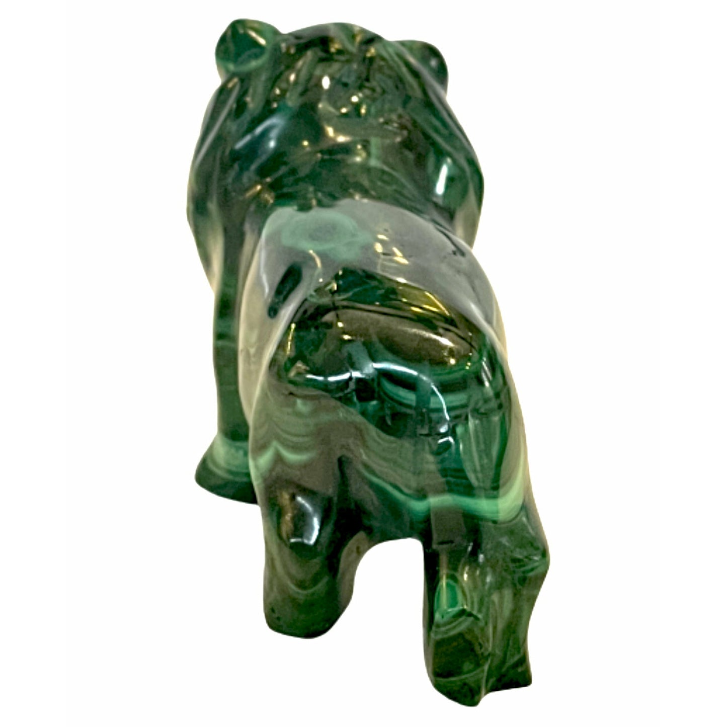 3.5 Inches Hand Carved Malachite Artisan Lion Carving