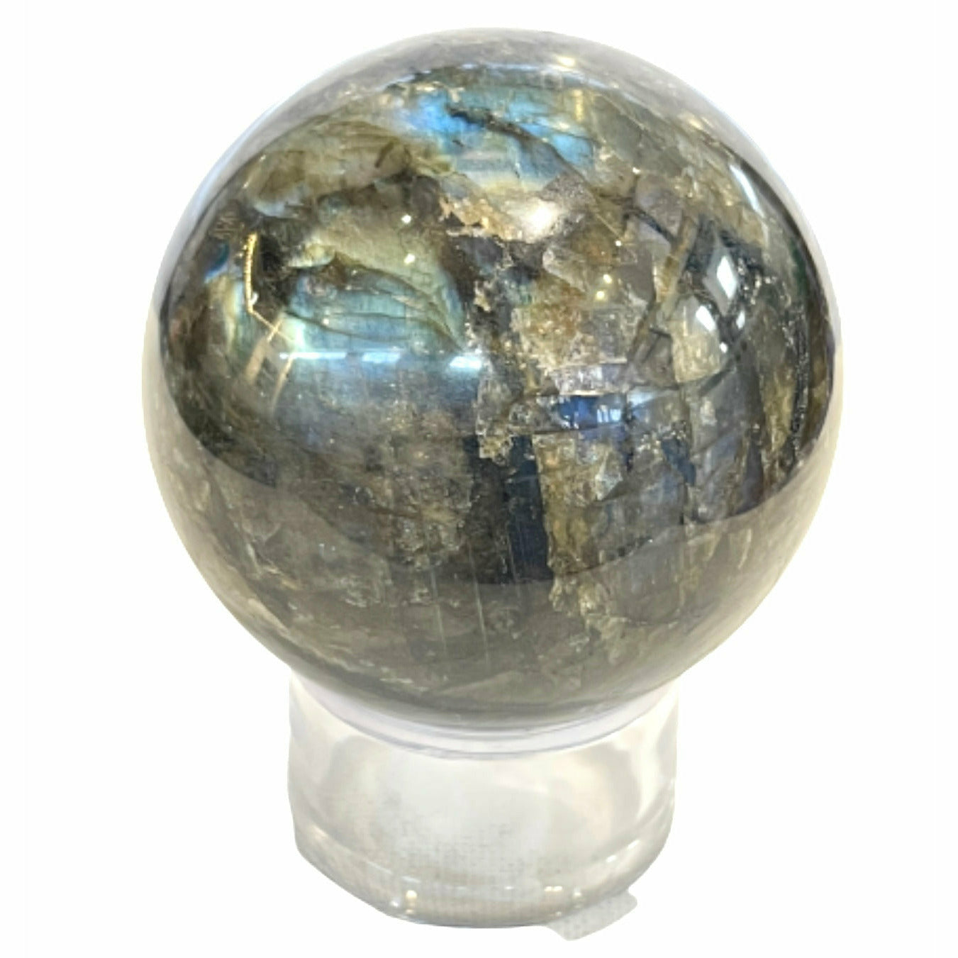 3 Inch Labradorite Sphere Crystal Ball in Acrylic Base