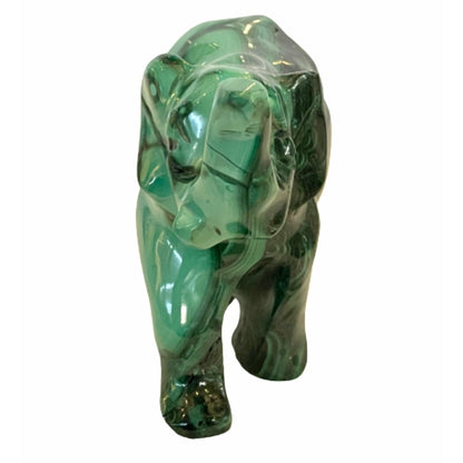 3 Inches Hand Carved Malachite Artisan Elephant Carving