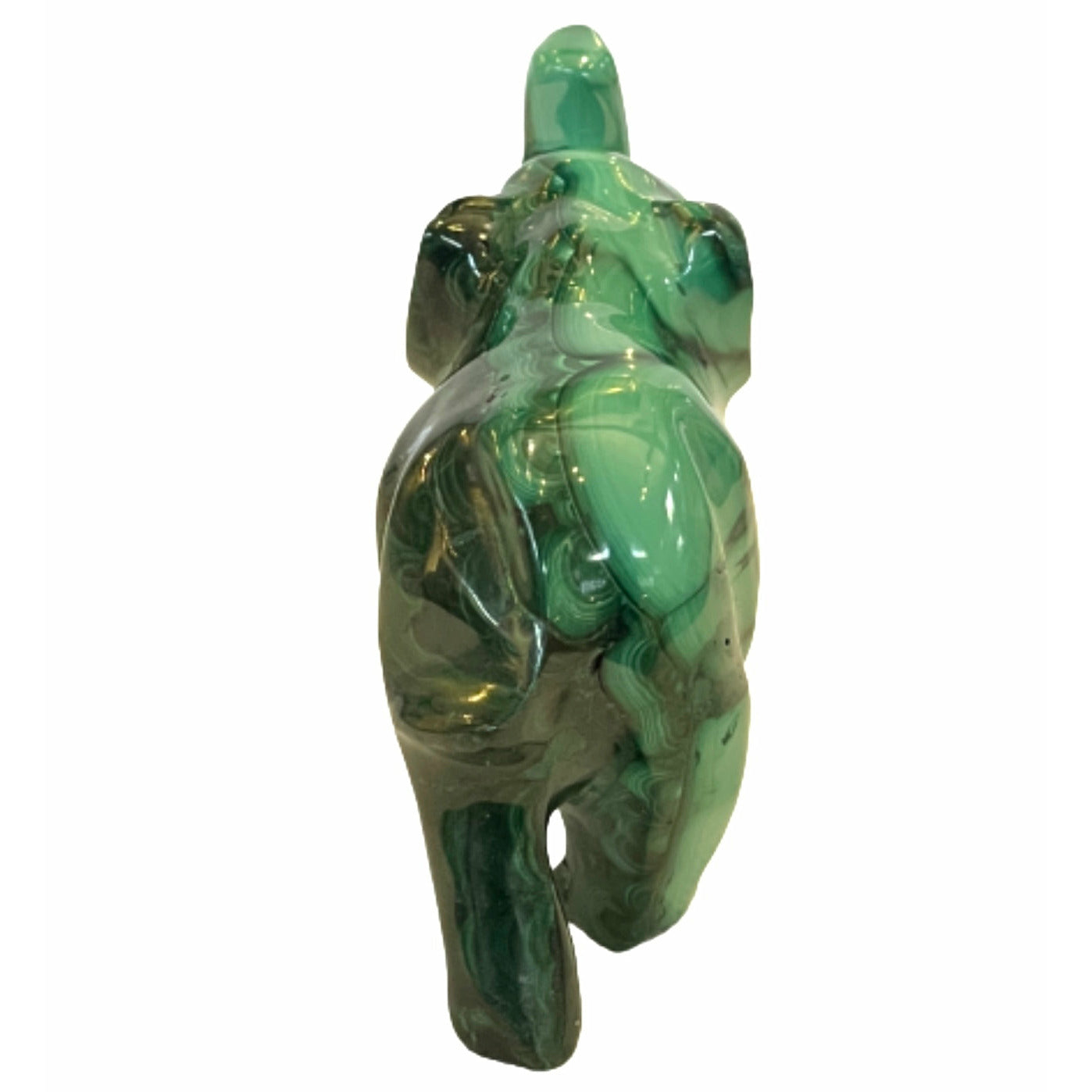 3 Inches Hand Carved Malachite Artisan Elephant Carving