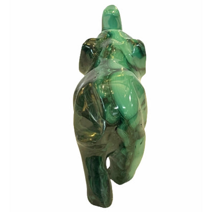 3 Inches Hand Carved Malachite Artisan Elephant Carving