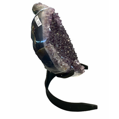 Clustered Crystal 7.5 inch Amethyst Heart on a Metal Stand