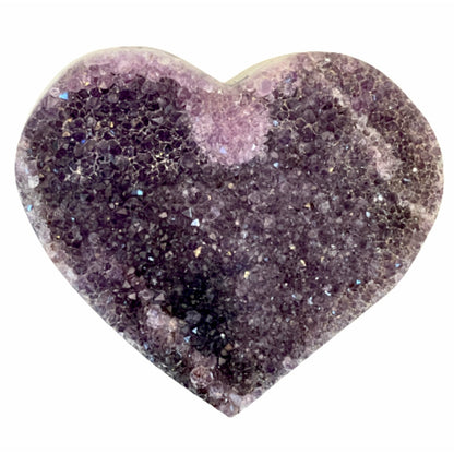 Clustered Crystal 7.5 inch Amethyst Heart on a Metal Stand