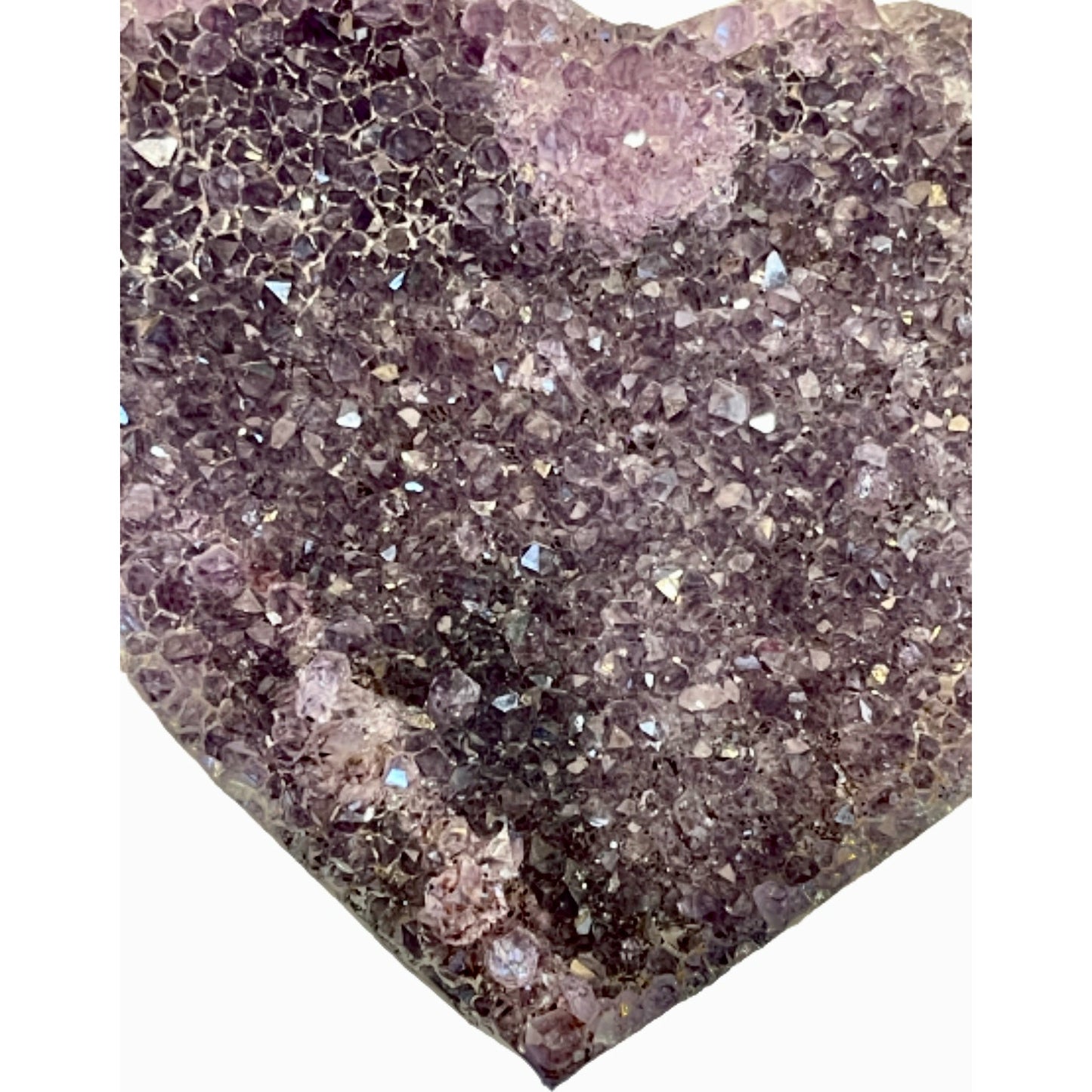 Clustered Crystal 7.5 inch Amethyst Heart on a Metal Stand