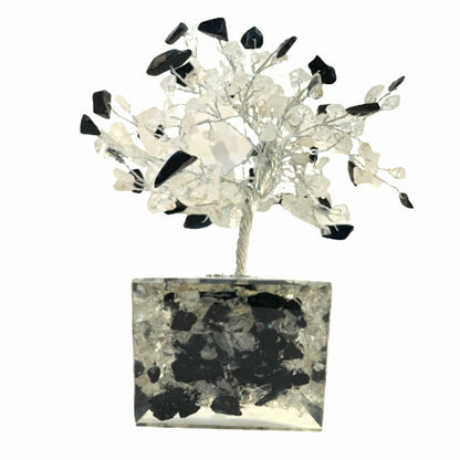 April Gem Birthstone Tree (Black Tourmaline / Clear Quartz)