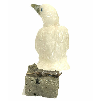 3 Inch Bali Myna made of Stilbite on Pyrite base