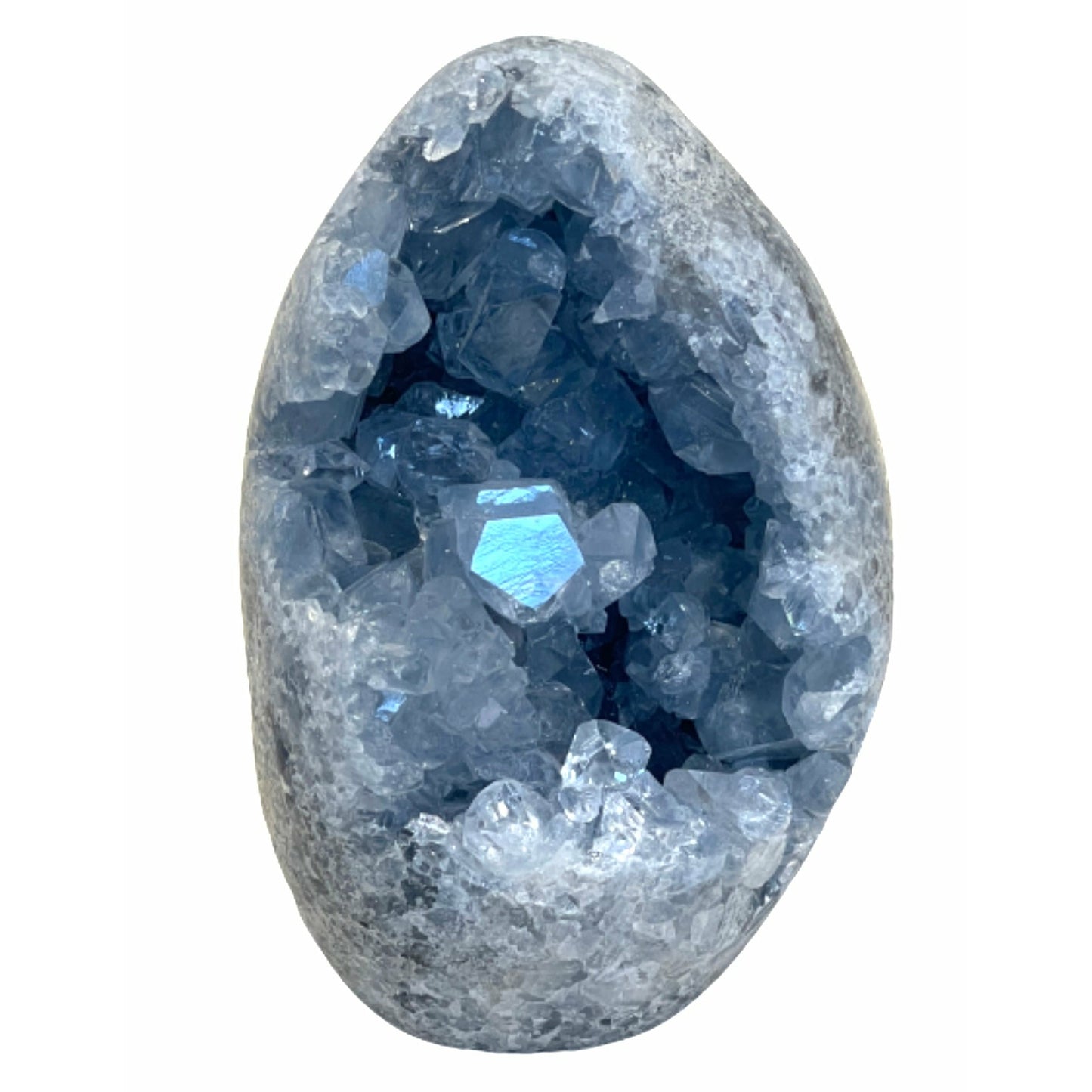 Natural Blue Celestite Crystal Cluster Quartz Geode