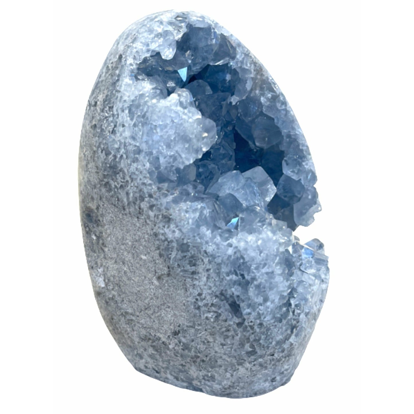 Natural Blue Celestite Crystal Cluster Quartz Geode