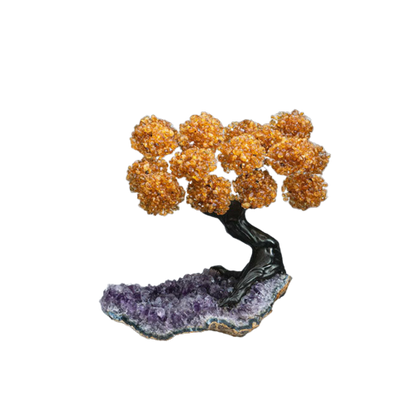 Genuine Citrine Clustered Gemstone Tree on Amethyst Matrix (The Money Tree)