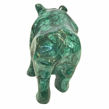 3.5 Inches Hand Carved Malachite Artisan Rhinoceros Carving