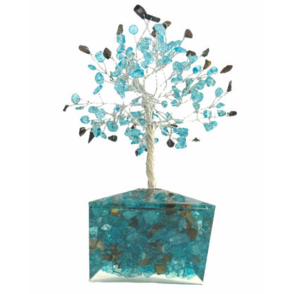 March Gem Birthstone Tree (Blue Tigers Eye / Blue Quartz)