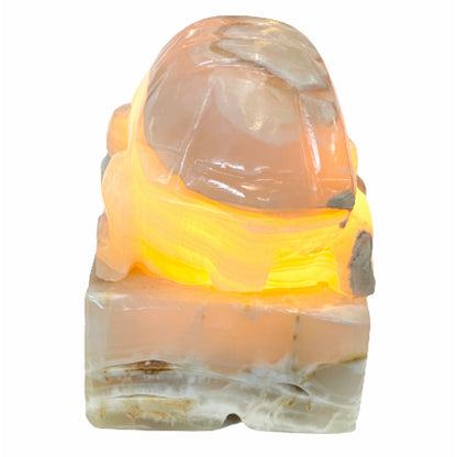 6 Inch White Onyx High-Quality Marble Turtle Lamp