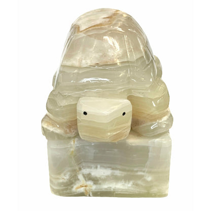 6 Inch White Onyx High-Quality Marble Turtle Lamp