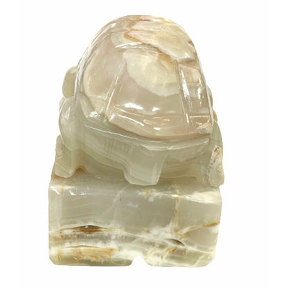 6 Inch White Onyx High-Quality Marble Turtle Lamp