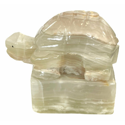 6 Inch White Onyx High-Quality Marble Turtle Lamp