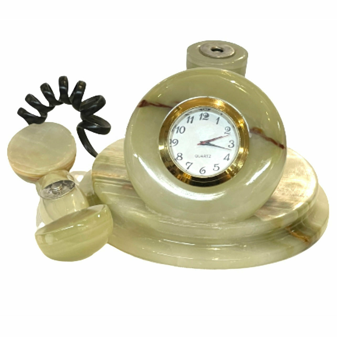 5 Inch Massive Green Onyx High-Quality Marble Classic Phone Clock with Magnet